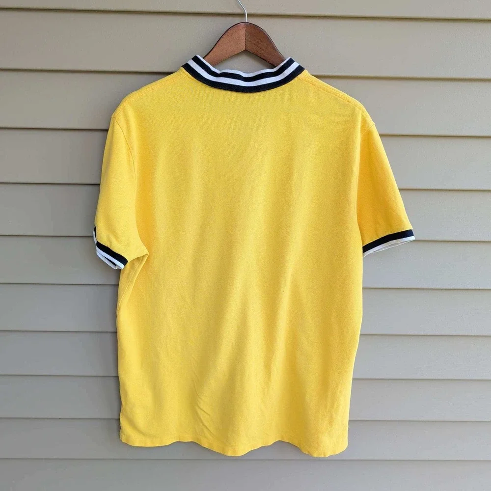Polo Ralph Lauren Polo Shirt Mens XL Yellow Custom Slim Fit Striped Collar
